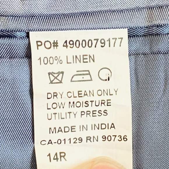 Michael Kors Blue Windowpane Linen Blazer Womens 14R Tailored Fully Lined 2 Butt - Picture 11 of 11